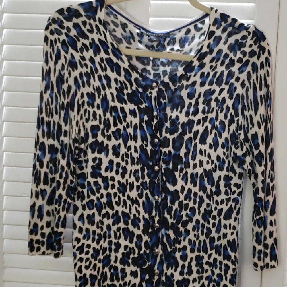 WHBM Blue leopard print sweater